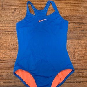 Nike Girls size 14 Blue and Coral One Piece